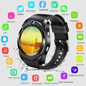 V8 Round Women Smart Watch With Sim Card Sport Pedometer Android Digital Touch Watch Provide Spare Battery French Spain Watch