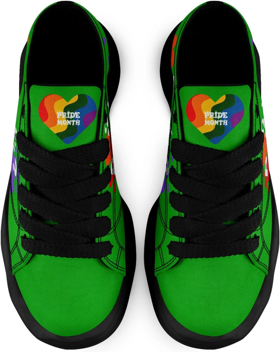 Vibrant Rainbow LGBTQ  Pride Platform Sneakers for Women, Mens Colorful Chunky Canvas Shoes Trainers Casual Footwear