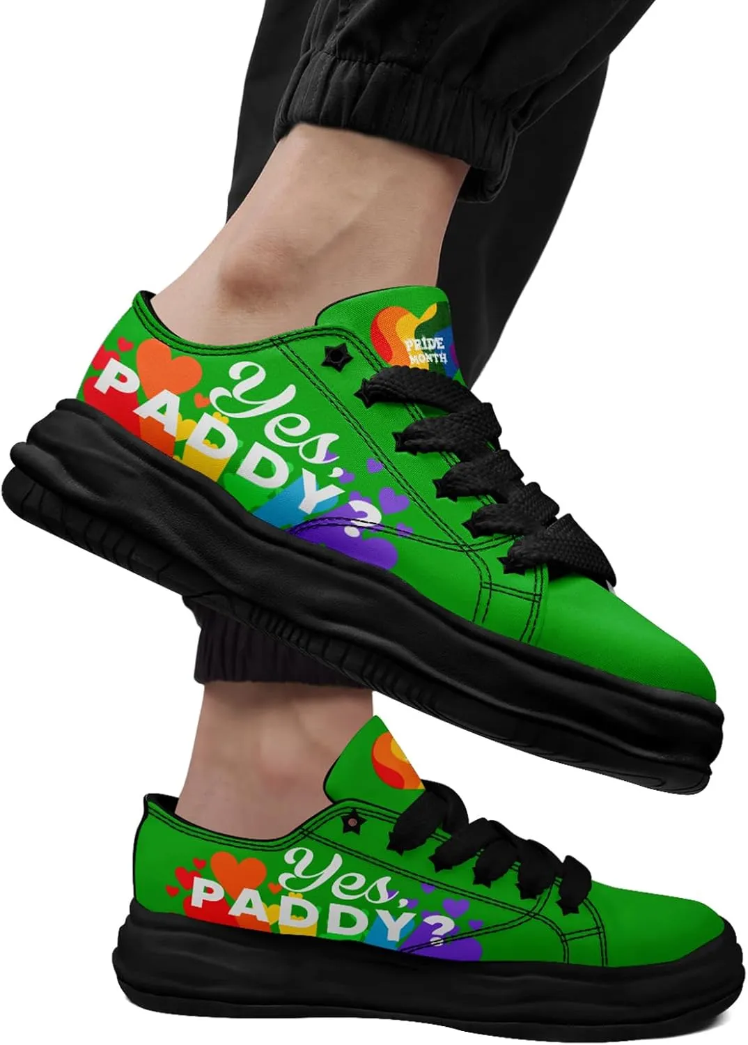 Vibrant Rainbow LGBTQ  Pride Platform Sneakers for Women, Mens Colorful Chunky Canvas Shoes Trainers Casual Footwear
