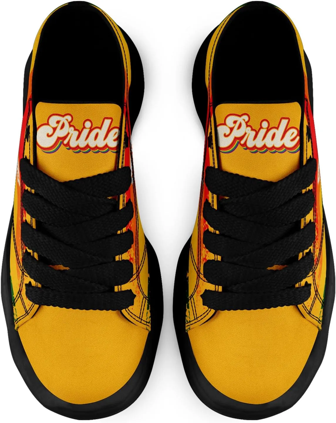 Vibrant Rainbow LGBTQ  Pride Platform Sneakers for Women, Mens Colorful Chunky Canvas Shoes Trainers Casual Footwear