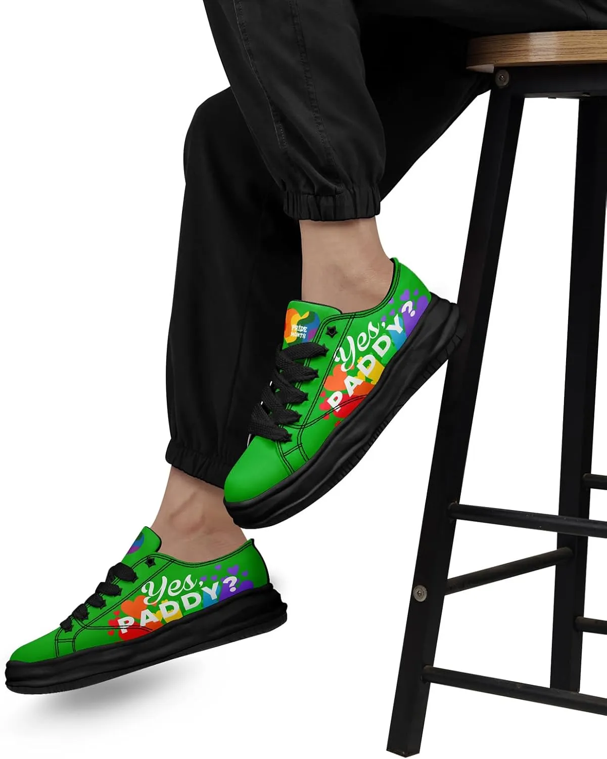Vibrant Rainbow LGBTQ  Pride Platform Sneakers for Women, Mens Colorful Chunky Canvas Shoes Trainers Casual Footwear