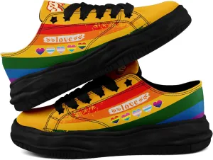 Vibrant Rainbow LGBTQ  Pride Platform Sneakers for Women, Mens Colorful Chunky Canvas Shoes Trainers Casual Footwear