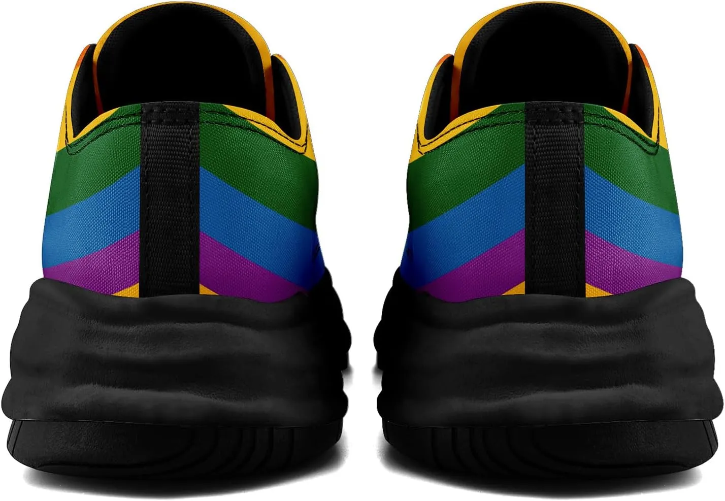 Vibrant Rainbow LGBTQ  Pride Platform Sneakers for Women, Mens Colorful Chunky Canvas Shoes Trainers Casual Footwear