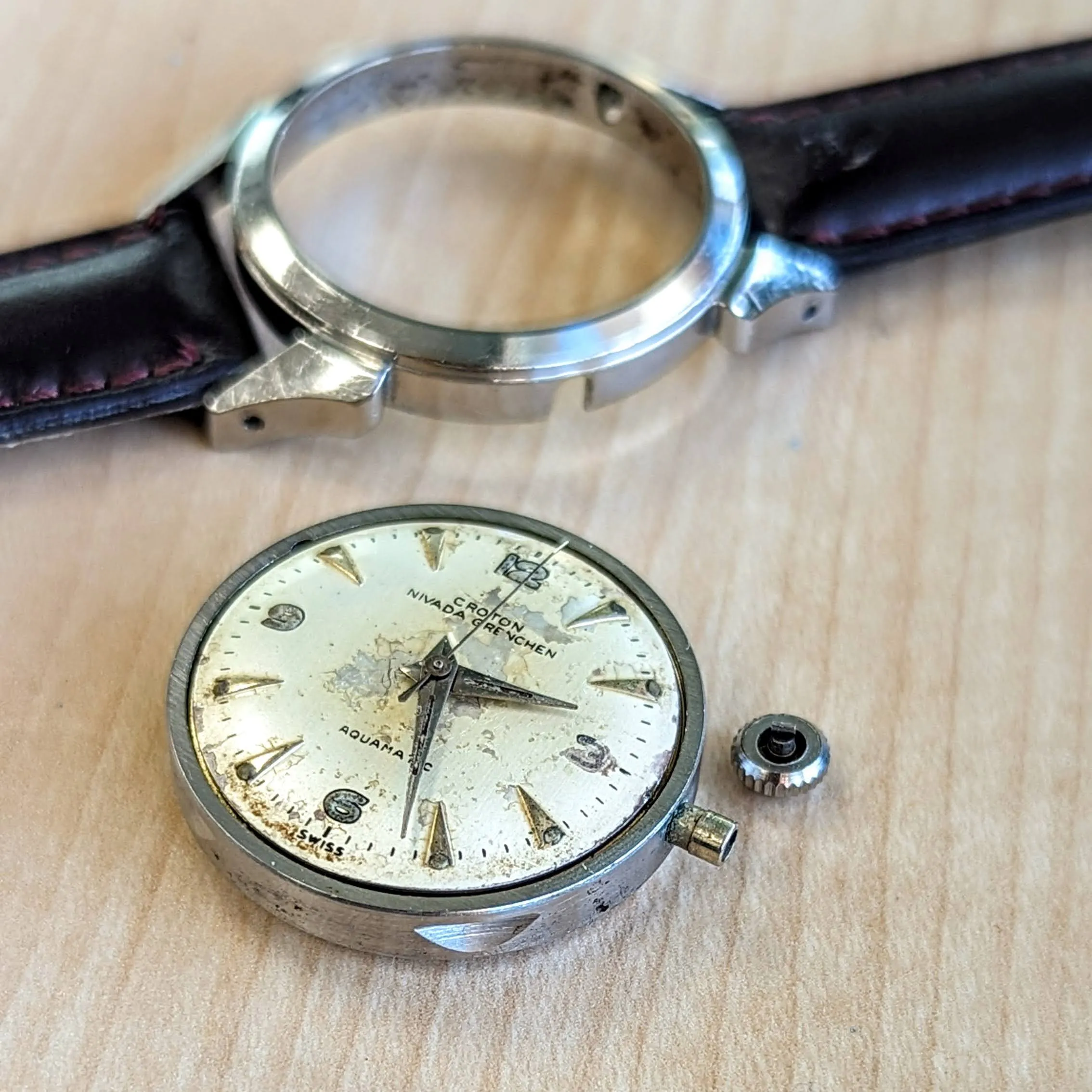 Vintage CROTON Nivada Grenchen Aquamatic Watch Cal. ETA 1256 Selfwinding Wristwatch