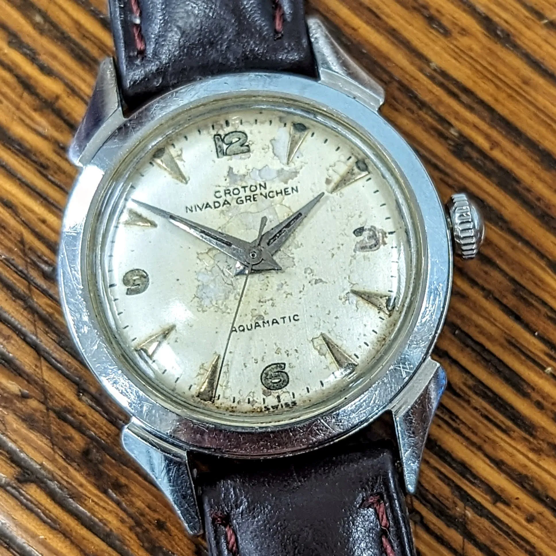 Vintage CROTON Nivada Grenchen Aquamatic Watch Cal. ETA 1256 Selfwinding Wristwatch