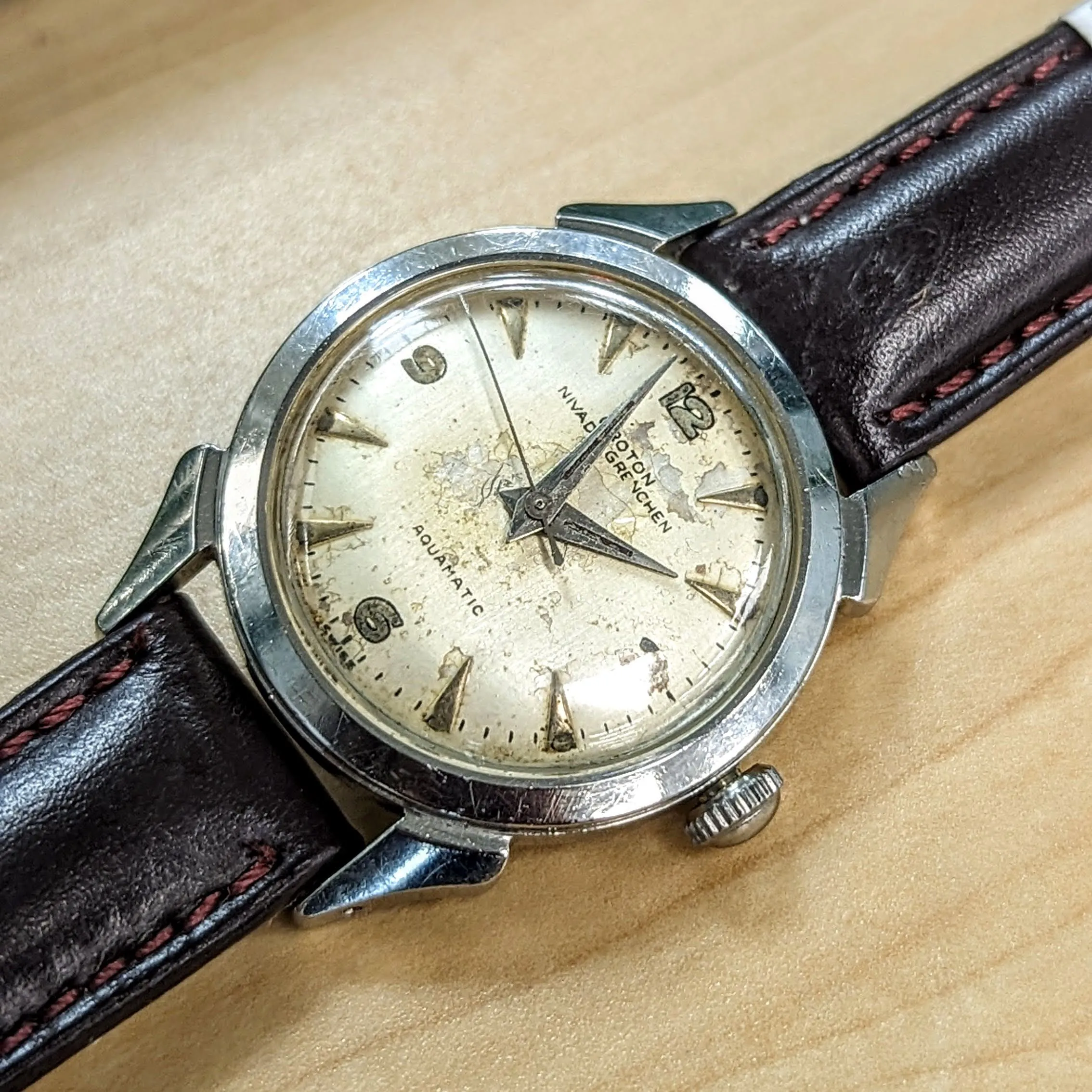 Vintage CROTON Nivada Grenchen Aquamatic Watch Cal. ETA 1256 Selfwinding Wristwatch
