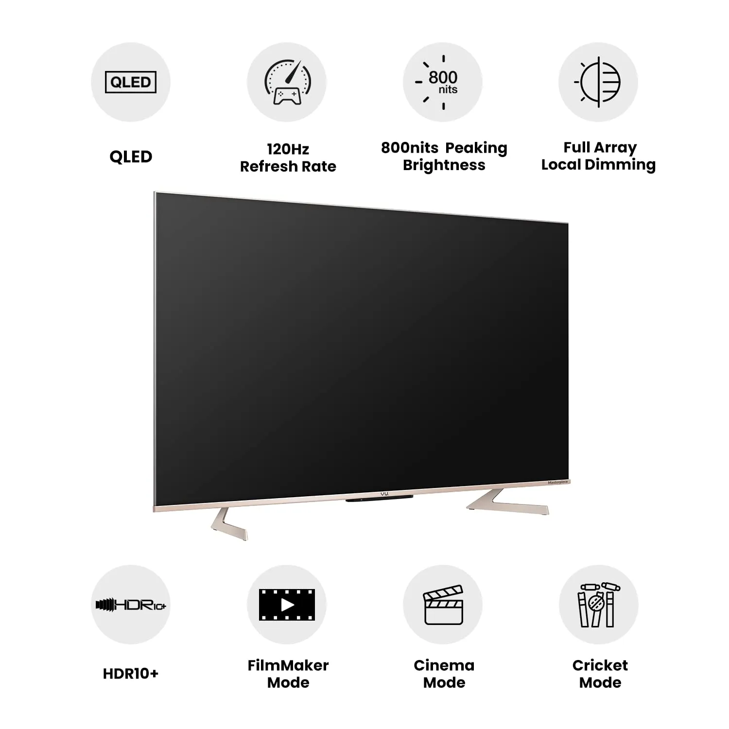 Vu 75 inches Masterpiece Glo QLED TV 75QMP With 3 Yrs Warranty 189 cm  4K Ultra HD Smart Android  (Armani Gold) | Built in 4.1 Speaker