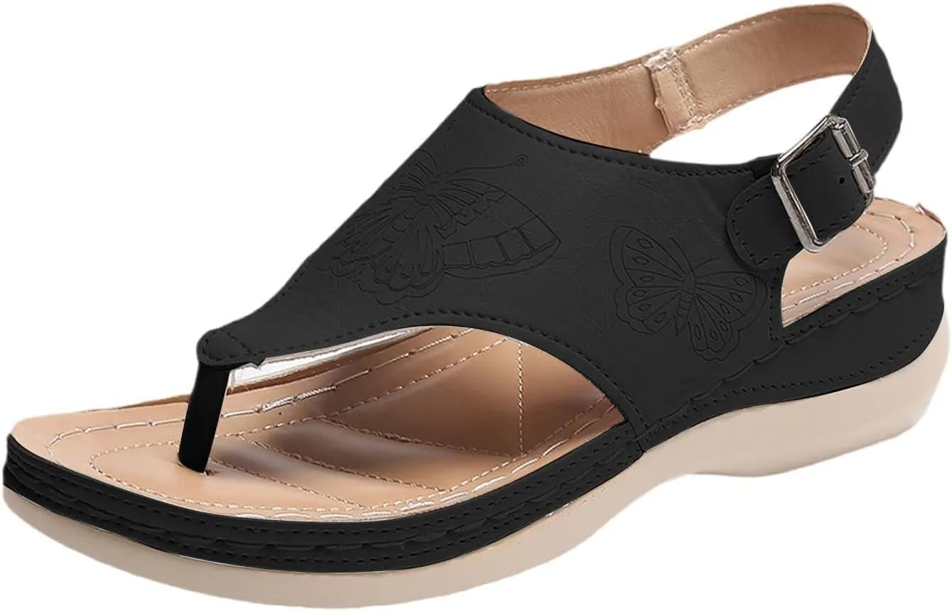 Wedge Sandals for Women 2025 Lightweight Comfortable Orthopedic Sandals Breathable Walking Slippers with Arch Support Dressy Open Toe Sandal Casual Non-Slip Summer Beach Dress Shoes