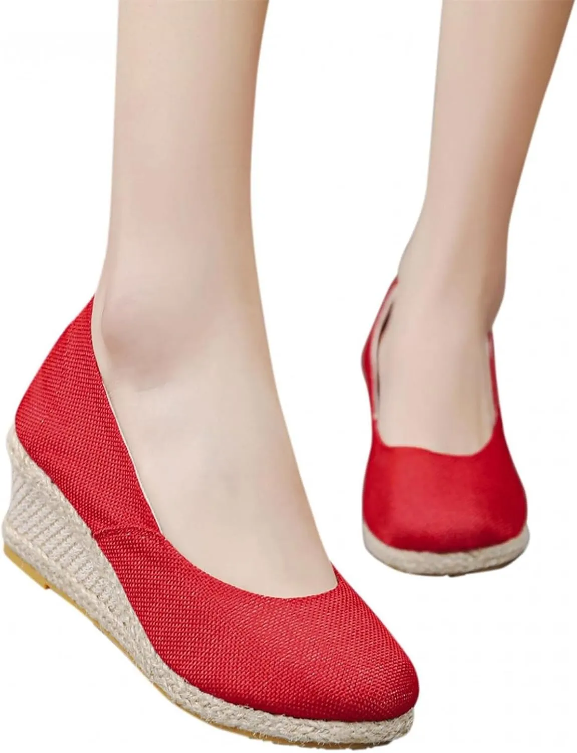 Wedge Sandals for Women Summer Comfortable Closed Pointed Toe Platform Espadrilles Sandals Dressy Lightweight Slip On Dress Pumps Fashion Champagne Wedges Outdoor Shoes Athletic Walking Shoes