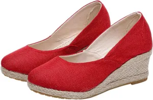 Wedge Sandals for Women Summer Comfortable Closed Pointed Toe Platform Espadrilles Sandals Dressy Lightweight Slip On Dress Pumps Fashion Champagne Wedges Outdoor Shoes Athletic Walking Shoes