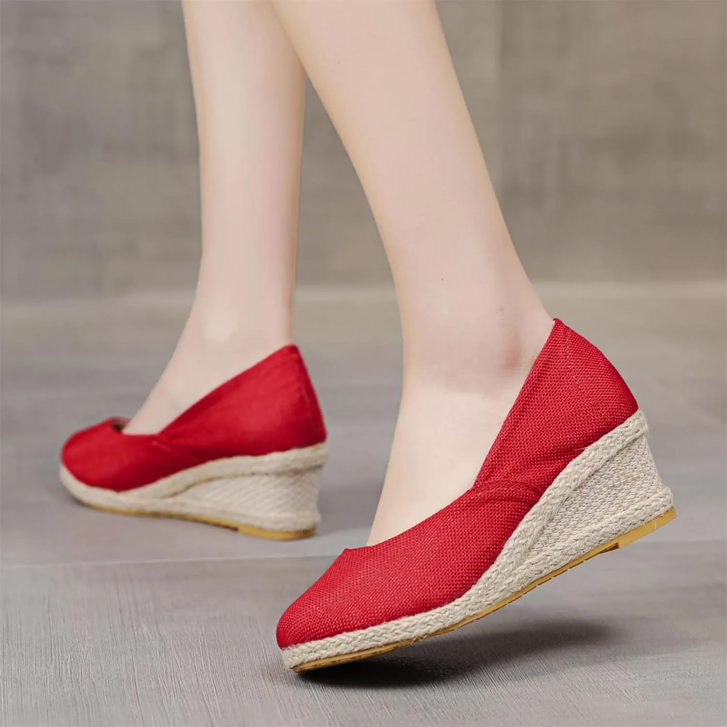 Wedge Sandals for Women Summer Comfortable Closed Pointed Toe Platform Espadrilles Sandals Dressy Lightweight Slip On Dress Pumps Fashion Champagne Wedges Outdoor Shoes Athletic Walking Shoes
