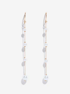Westside Accessories Gold Chain Line Pearlescent Drop Earrings