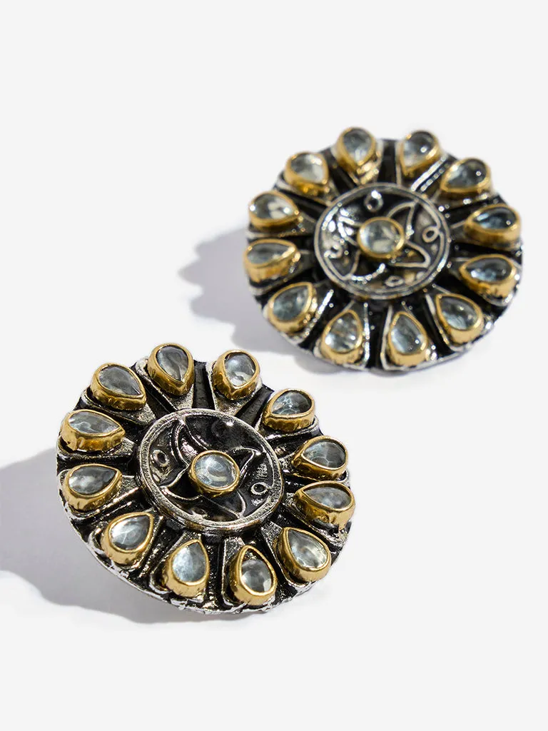 Westside Accessories Silver Dual Tone Stud Earrings