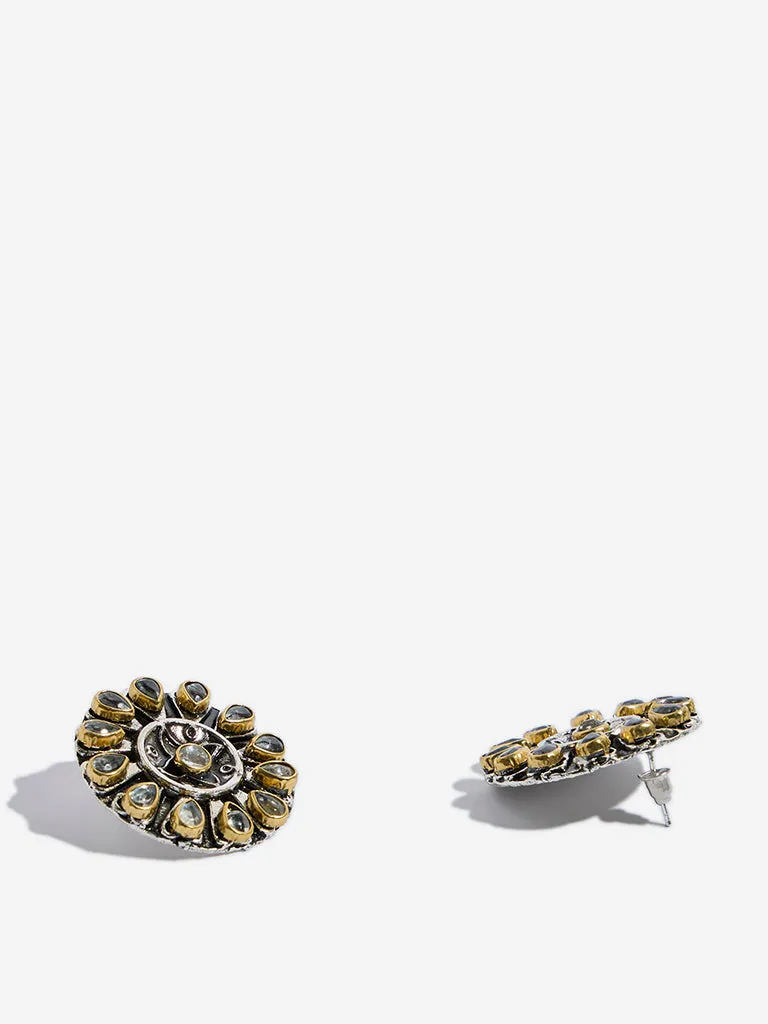 Westside Accessories Silver Dual Tone Stud Earrings