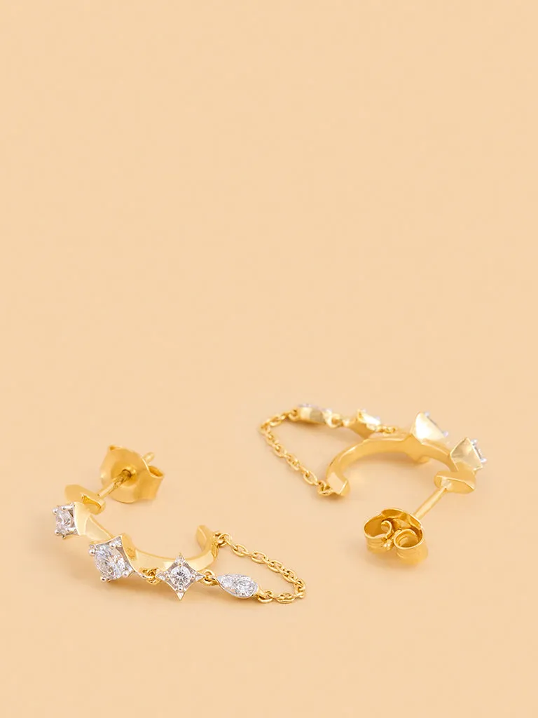 Westside X Pome Chain Hoop Earrings with Lab Diamond Accents