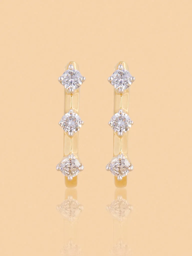 Westside X Pome Triad Huggie Earrings with Lab Diamond Accents