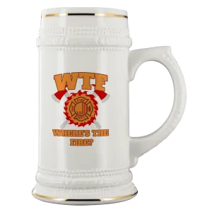 Where's the Fire (WTF) Firefighter 22 oz. Ceramic Beer Stein