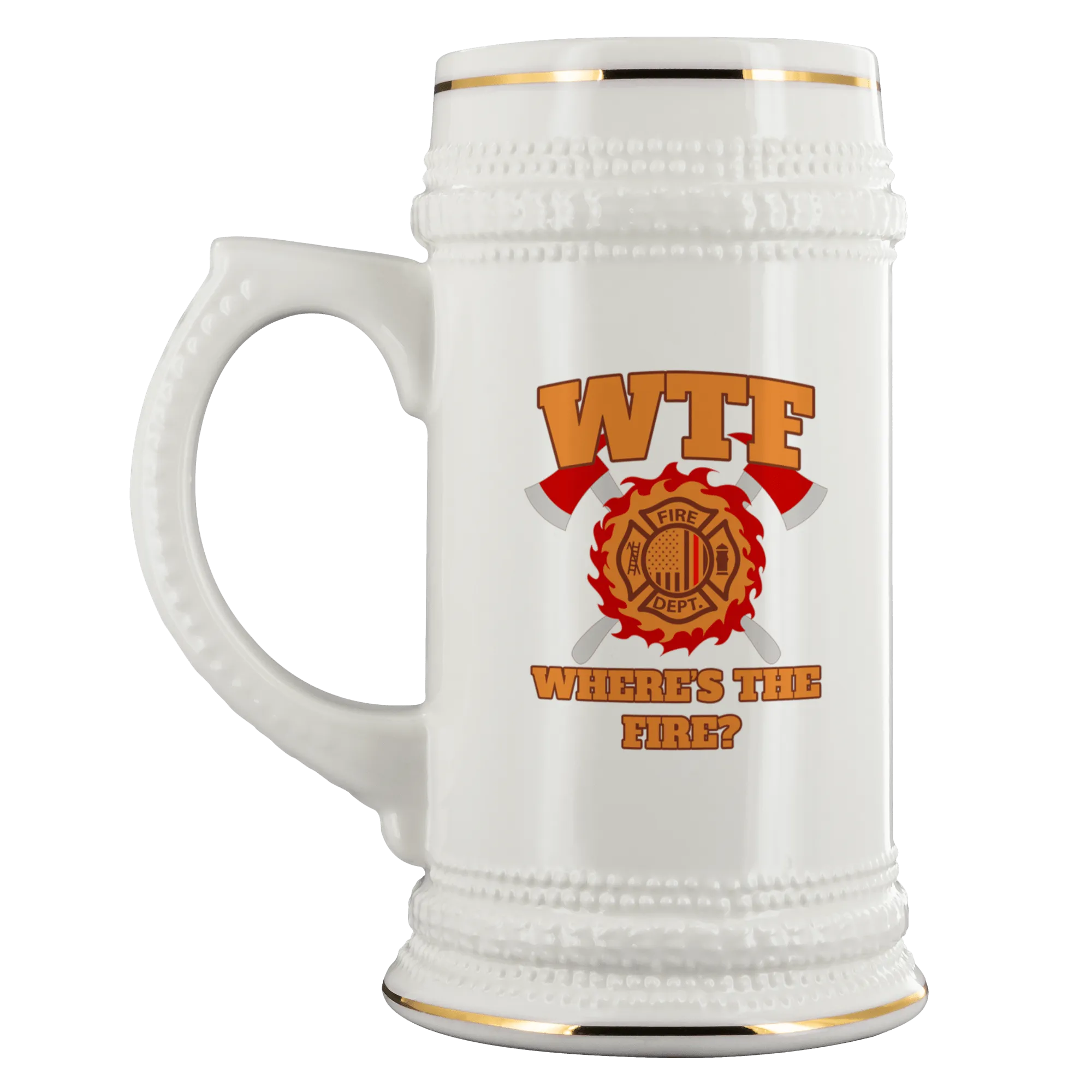 Where's the Fire (WTF) Firefighter 22 oz. Ceramic Beer Stein