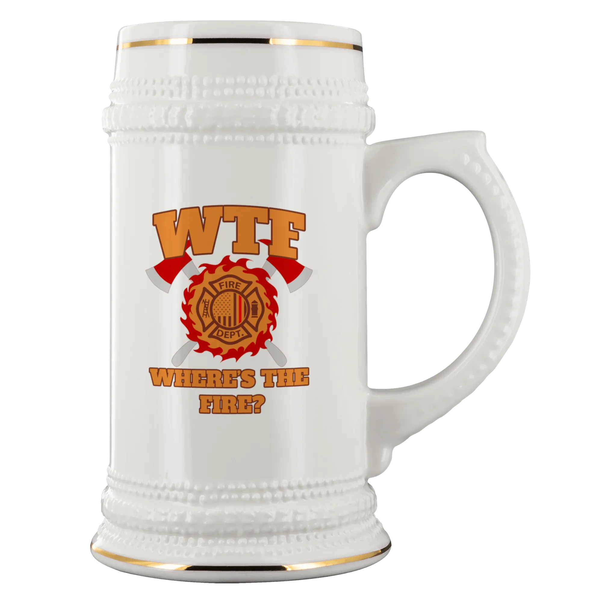 Where's the Fire (WTF) Firefighter 22 oz. Ceramic Beer Stein