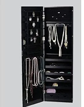White Frameless Cheval Mirror Over Door Wall mount Hang Jewelry Cabinet Armoire