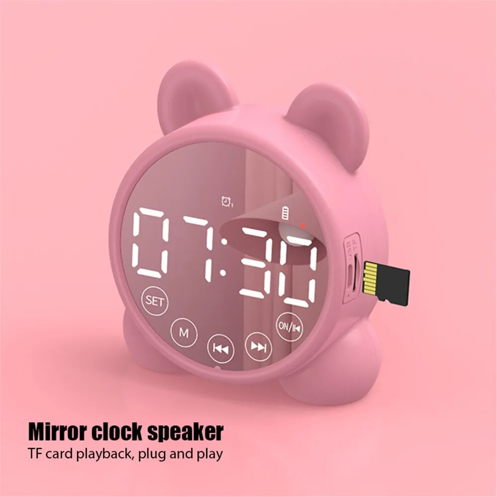 Wireless Bluetooth Speaker FM Radio Sound Box Desktop Alarm Clock Subwoofer Music Player TF Card Mini Speaker Box For All Phone