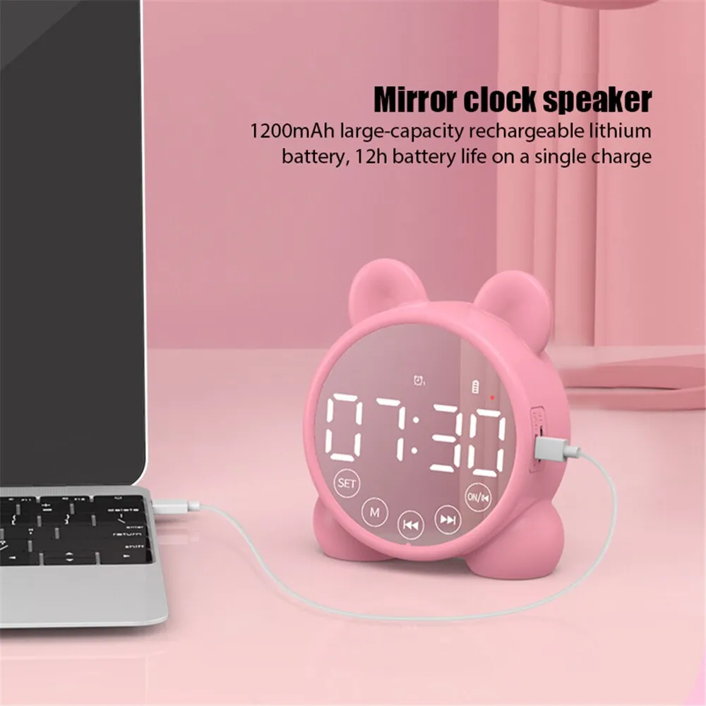 Wireless Bluetooth Speaker FM Radio Sound Box Desktop Alarm Clock Subwoofer Music Player TF Card Mini Speaker Box For All Phone
