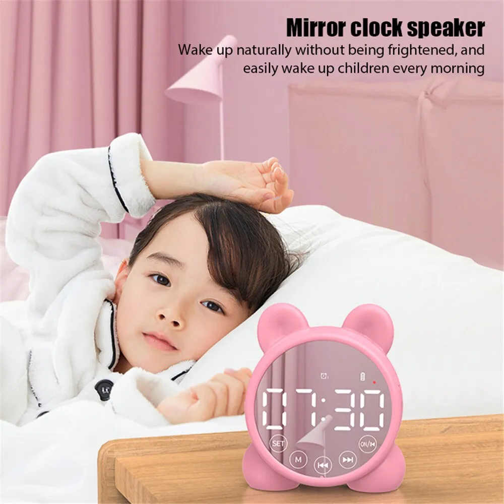 Wireless Bluetooth Speaker FM Radio Sound Box Desktop Alarm Clock Subwoofer Music Player TF Card Mini Speaker Box For All Phone