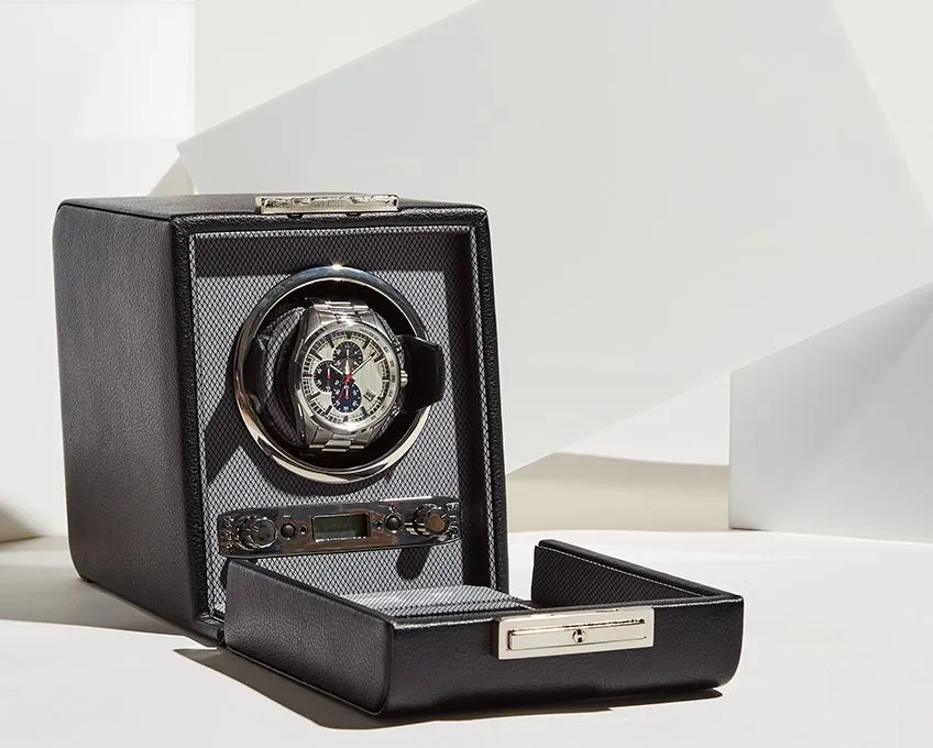 WOLF Viceroy Single Watch Winder With Cover Black  - Module 2.7 456002