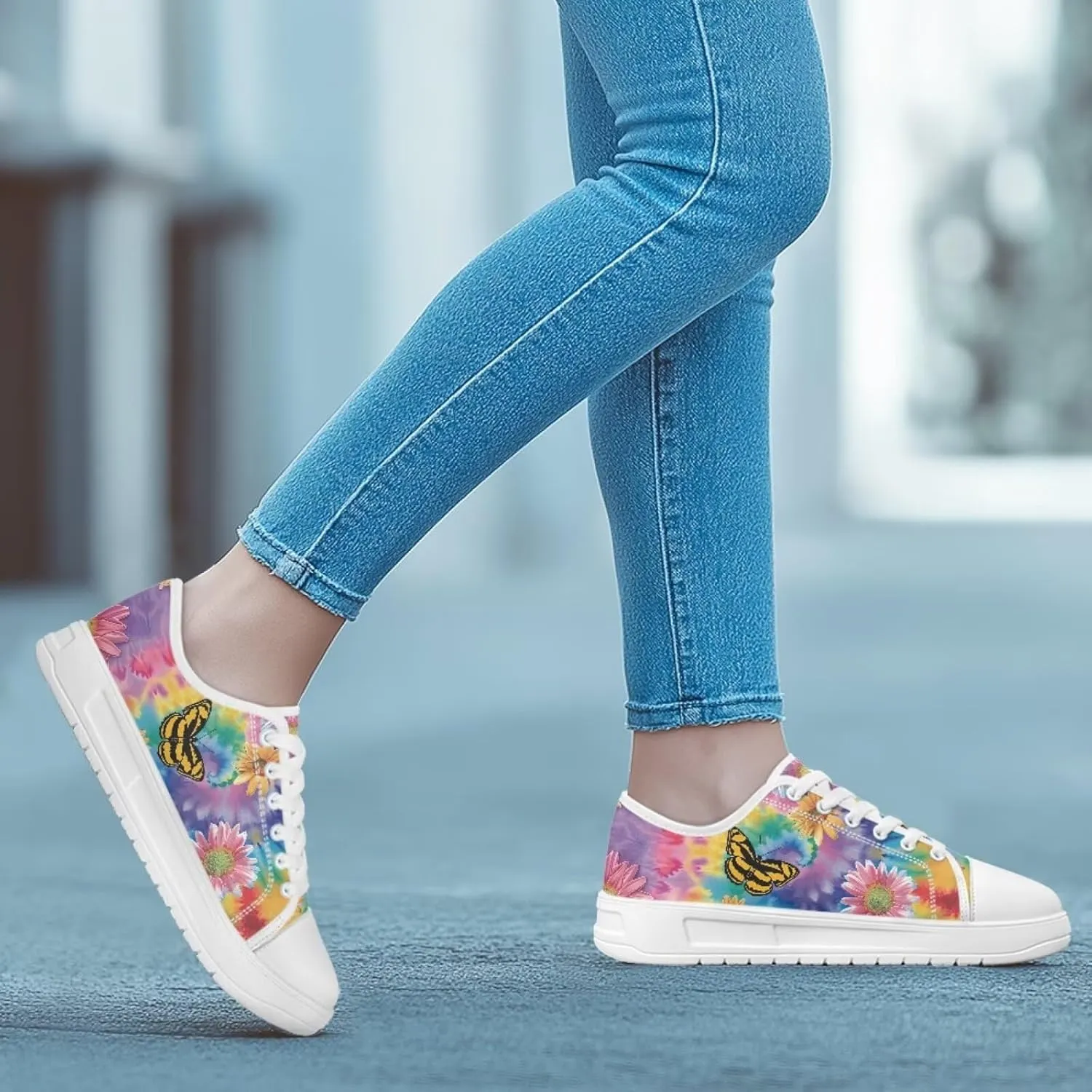Womens Canvas Sneakers Lightweight Lace Up Fashion Comfortable Canvas Shoes Low Top Slip On Casual Tennis Walking Footwear