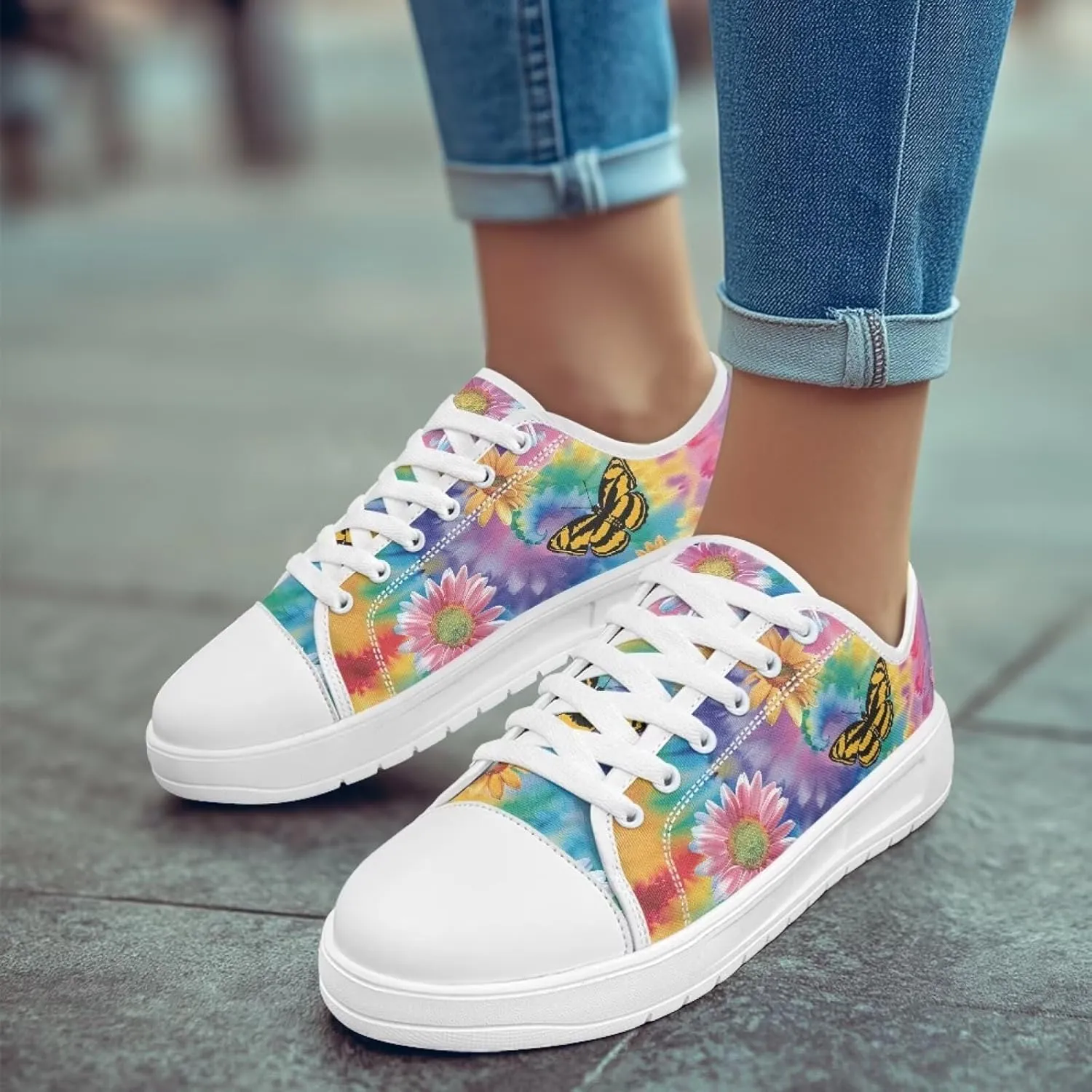 Womens Canvas Sneakers Lightweight Lace Up Fashion Comfortable Canvas Shoes Low Top Slip On Casual Tennis Walking Footwear