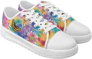 Womens Canvas Sneakers Lightweight Lace Up Fashion Comfortable Canvas Shoes Low Top Slip On Casual Tennis Walking Footwear