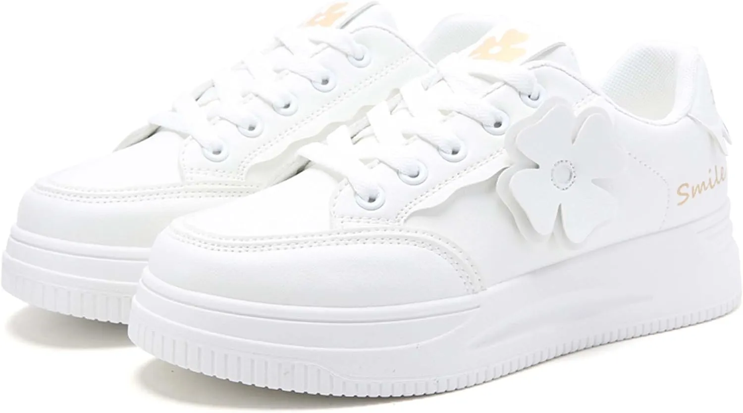 Women's Fashion Flower Flat Sports Skateboarding Shoes Anti Slip Shock Absorbing Tennis Shoes Ultra Light Breathable Casual Walking Shoes