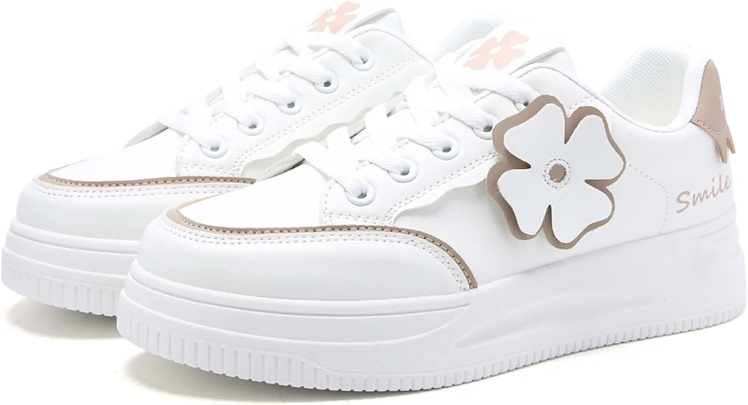 Women's Fashion Flower Flat Sports Skateboarding Shoes Anti Slip Shock Absorbing Tennis Shoes Ultra Light Breathable Casual Walking Shoes