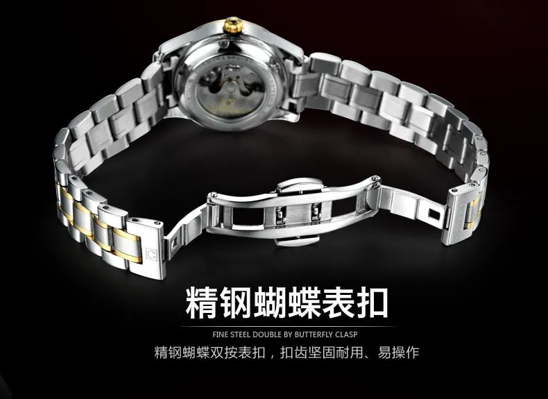 Women's Luxury Rhinestone Automatic Mechanical Date Steel Band Watch